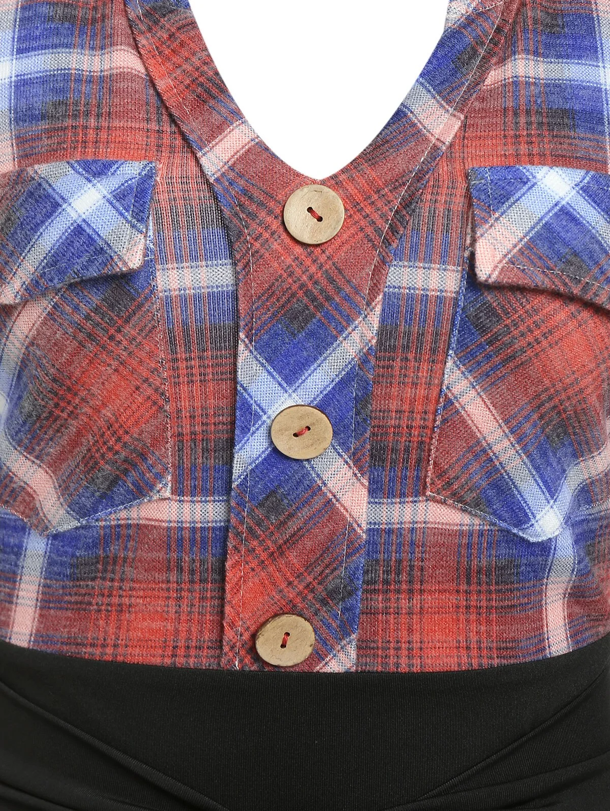 Plaid Buttons Bow Shirt Dress New - Image 3