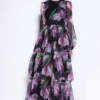 Women's Runway Dresses O Neck Long Sleeves Floral Printed Tiered Ruffles Fashion Maxi Autumn Dresses