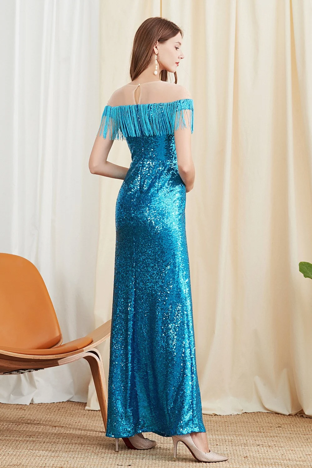 Women's Party Dresses O Neck Short Sleeves Tassels Sequined Patchwork Elegant Long Prom Dresses - Image 11