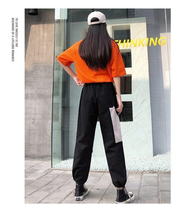 Harajuku Big Pocket Cargo Pants Women High Waist Streetwear Wide leg Casual Pants Women - Takalr