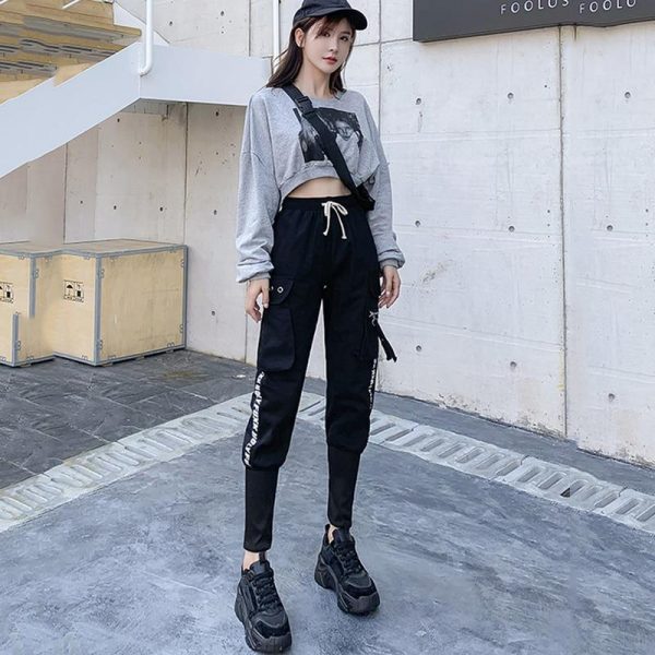 Spring  Cargo Pants Female Harajuku Loose BF Trousers Women Autumn High Waist Sports Casual Pants Women - Takalr