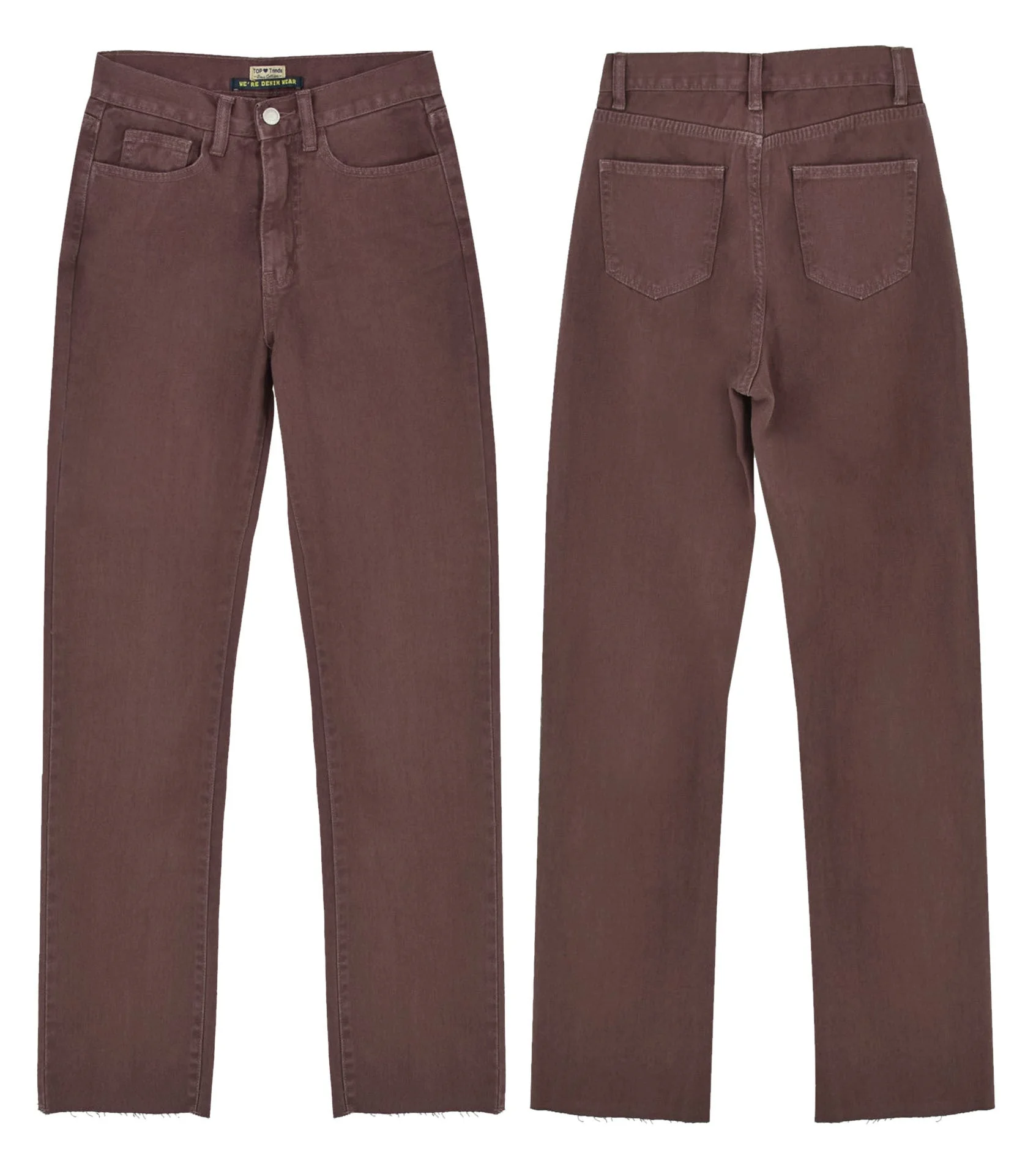 High Waist Straight Loose Jeans Chocolate Color Denim Trousers Retro Jeans - Image 8