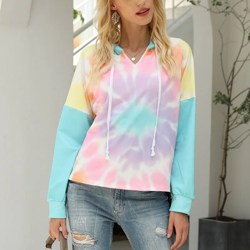 Hoodies Women Fashion Tie Dye Print Sweatshirt Oversized Drawstring Long Sleeve Winter Sport Women Casual Clothes Hoodie - Image 12