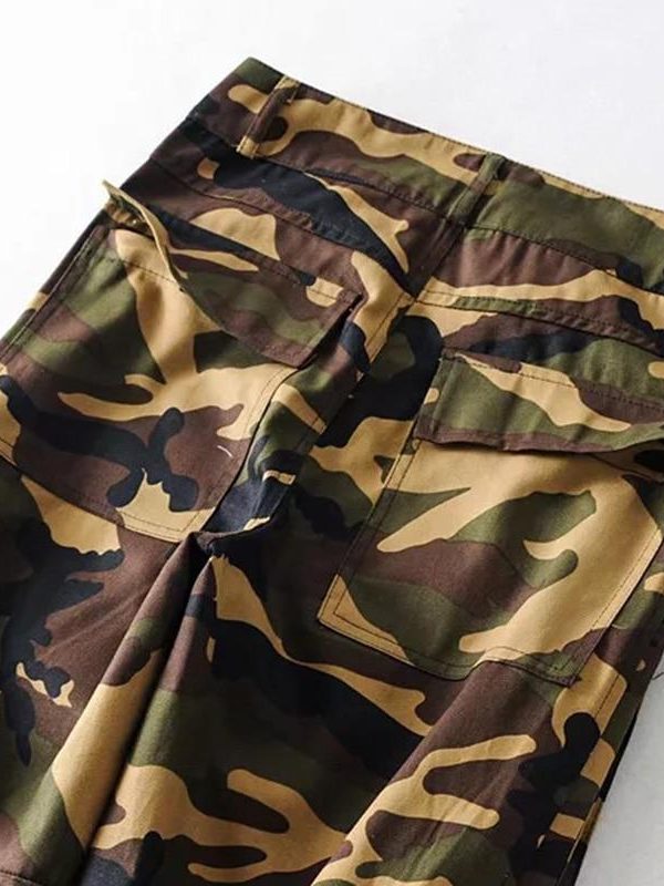 Spring Big Pocket Handsome Cargo Pants Zipper High Waist Camouflage Casual Streetwear Trousers Hip Hop Loose Sport Pants - Takalr