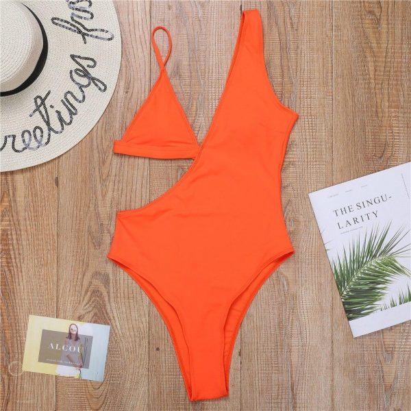 5 Colors Colorful Sexy Asymmetrical Women Swimwear One Piece Swimsuit Female Leopard Bather Bathing Suit Swim - Takalr