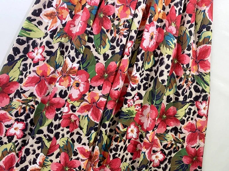 Women's Runway Dress Sexy V Neck Long Sleeves Floral Printed Sash Belt Ruched Fashion Maxi Dresses Vestidos - Image 7