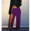 High slit wide leg pants women one split leg long trousers Casua loose high waist pants pantalones mujer summer - Takalr