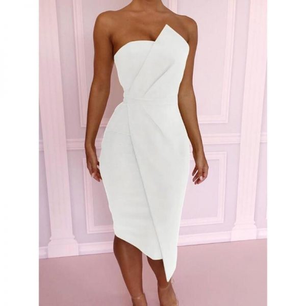 Irregular off shoulder dress Women sexy stylish bodycon party dresses striking fold asymmetric summer dress vestidos mujer - Takalr