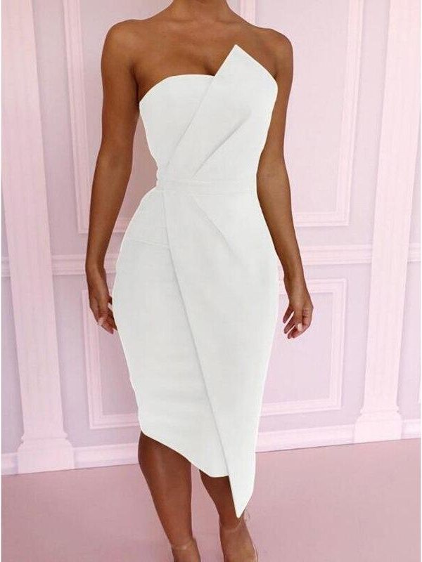 Irregular off shoulder dress Women sexy stylish bodycon party dresses striking fold asymmetric summer dress vestidos mujer - Takalr