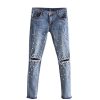 Jeans for women Ripped Hole Stretch denim pants Beads Pearl skinny pencil pants casual Rivet slim Trousers Mid Waist Cowboy - Takalr