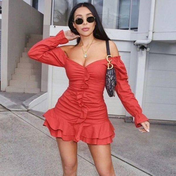 Justchicc White Summer Dress Women Pleated Bodycon zipper Club Party Sexy Dresses long Sleeve Mini Elegant Dress Vestido Bandage - Takalr