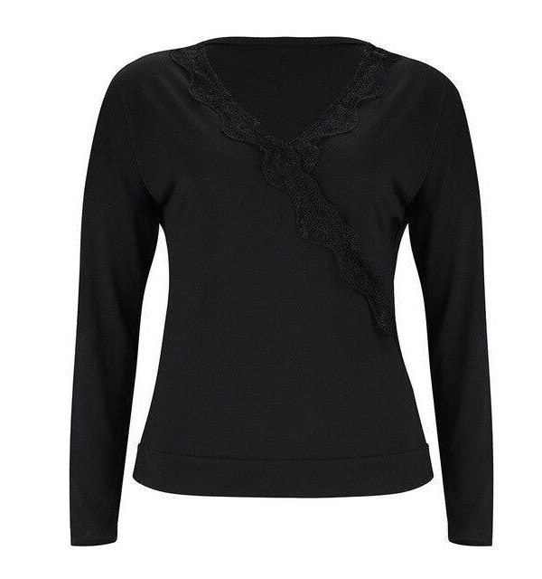 Korean Fashion Clothing Women Sexy Low Cut See Through Lace Long Sleeve Women Blouse Womens Tops and Blouses - Takalr