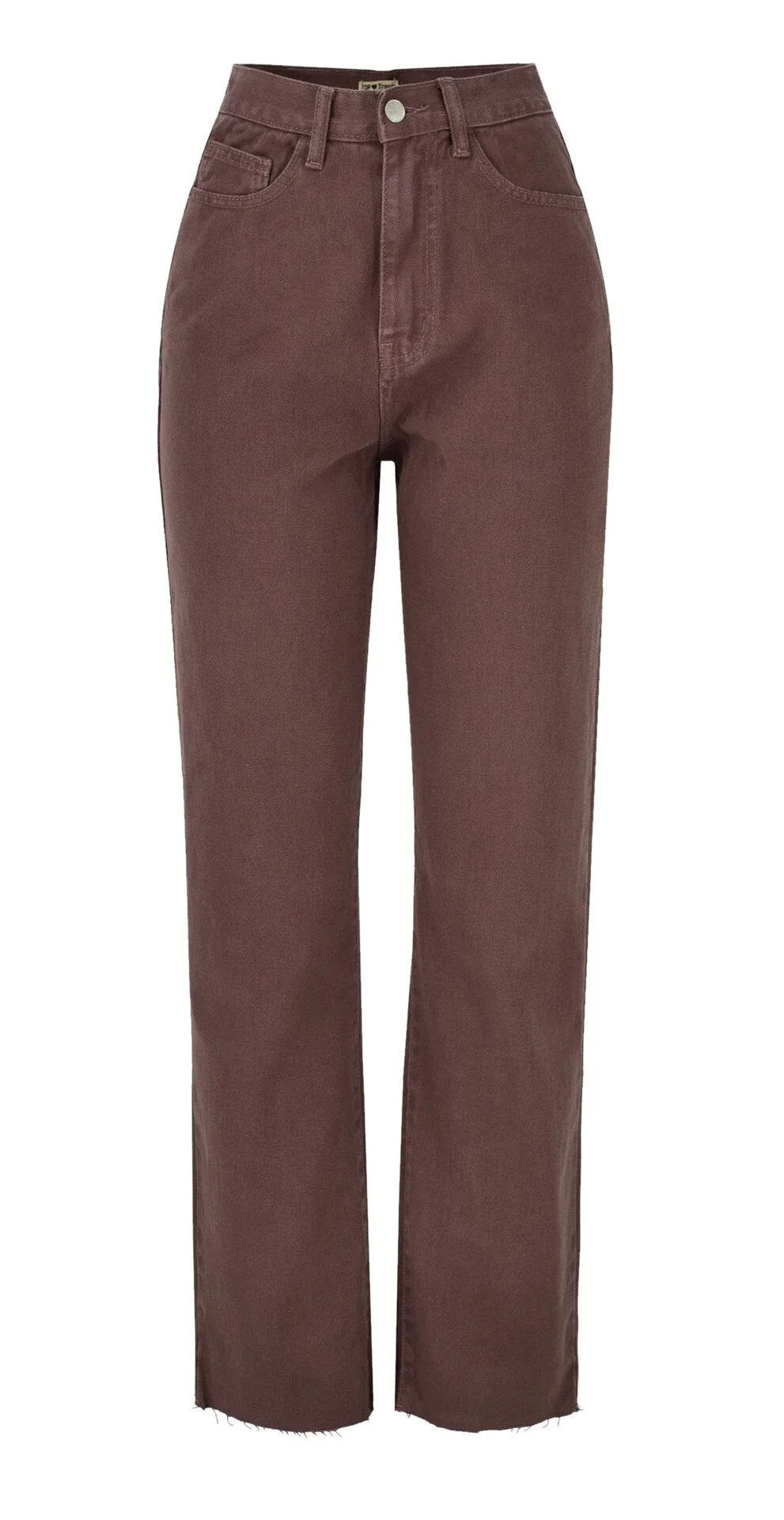 High Waist Straight Loose Jeans Chocolate Color Denim Trousers Retro Jeans - Image 21