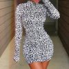 Leopard Print Scrunched Mini Dress - Takalr