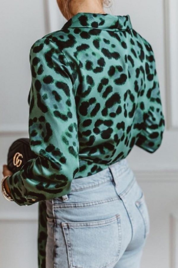 Leopard Print V Neck Wrap Blouse Shirt Women Long Sleeve Shirt Elegant Womens Tops and Blouses Summer Camisas Mujer - Takalr