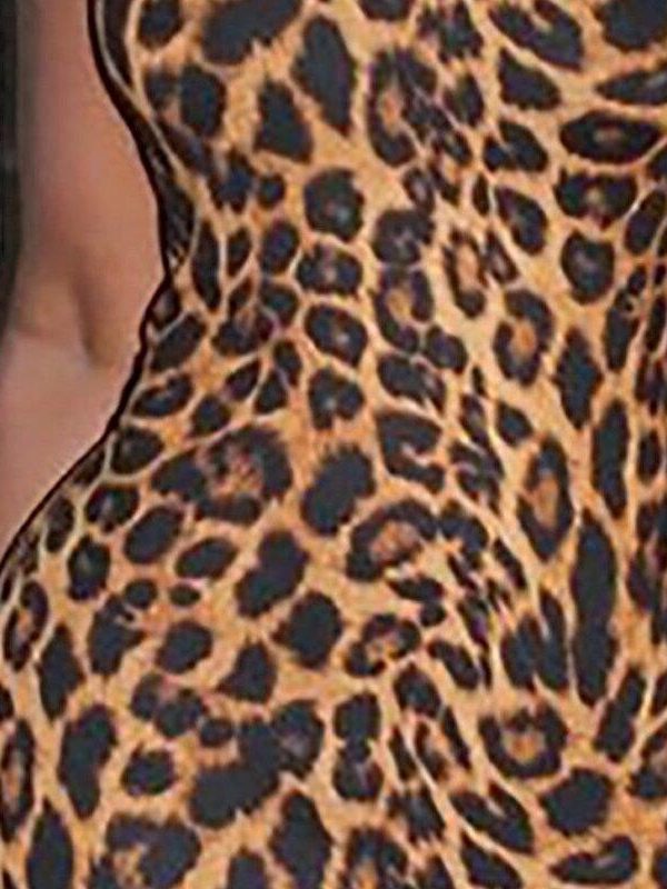 Leopard print chiffon dress women Sleeveless thin strap midi summer dress party dresses robe femme vestidos mujer - Takalr