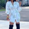 Letter Print Long Sleeve Shirt Dress Women Turn Down Collar Tight Waist Short Spring Dresses Casual White Buttoned Vestidos - Takalr