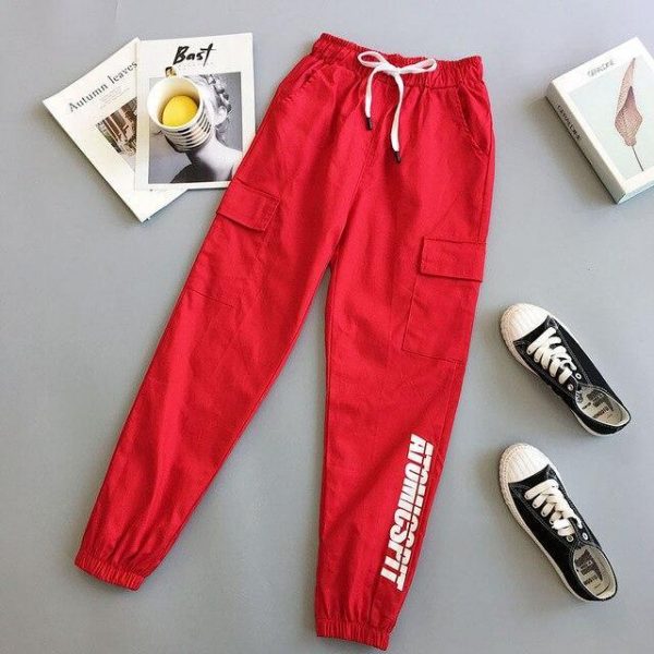 Letter Printed Women Cargo Pants Hip Hop Streetwear Women's Pants Women Casual Harem Pants Spring Sport Pants BF Harajuku - Takalr