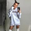 Letter print long hoodies sweatshirt women Casual loose white hooded hoodies Autumn Streetwear Oversized hoody mujer - Takalr