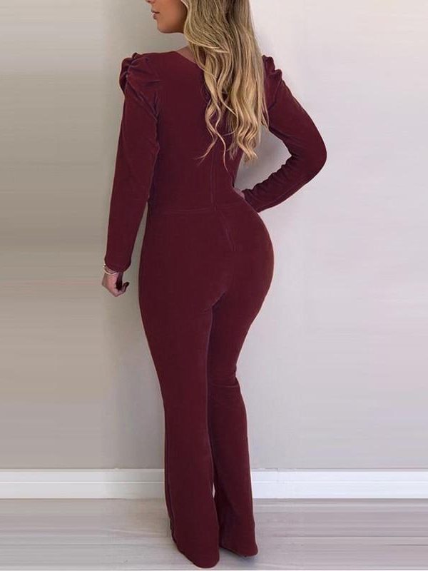 Long sleeve bodycon rompers womens jumpsuit with belt Autumn Elegant office work wear Solid outfits for woman Overalls - Takalr