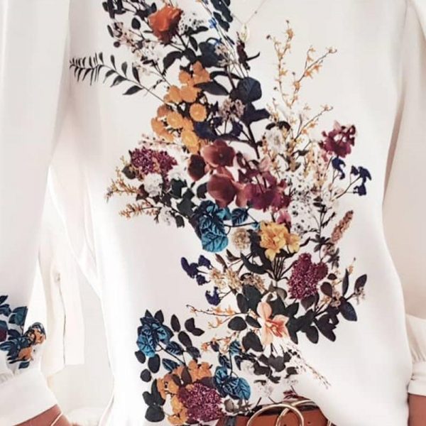 Lovely Bouquet Long Sleeve Top Women O Neck Long Sleeve T Shirt Flower Print Tops Summer Streetwear Blusa Mujer - Takalr