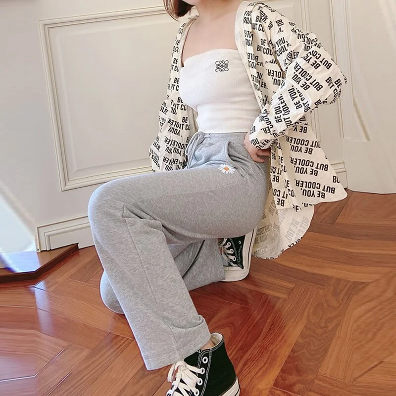 Soft Loose Solid Color Sports Pants Little Daisy Breathable Slim Ankle Length Casual Harem Pants Arrival - Image 7