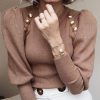 New Women Winter Autumn Sweaters Long Sleeve Button Smil Solid Sweaters - Takalr