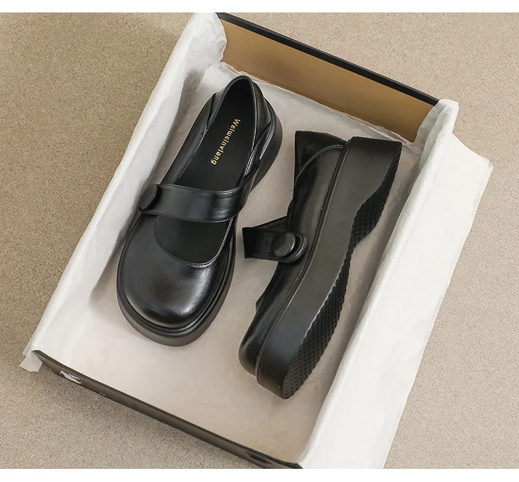 Round Toe Mary Jane Shoes with Thick Soles - British Style Plus Size Women's Shoes - Image 22