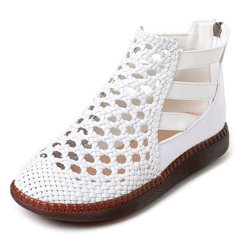 Women Sandals Retro Hollow Leather Ladies Flat Comfortable Casual Shoes - Image 7
