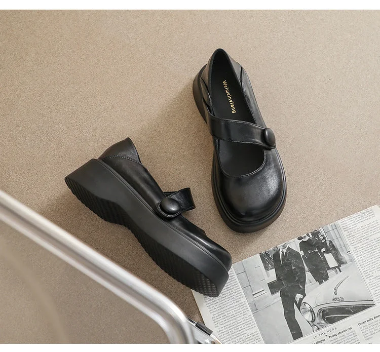Round Toe Mary Jane Shoes with Thick Soles - British Style Plus Size Women's Shoes - Image 20