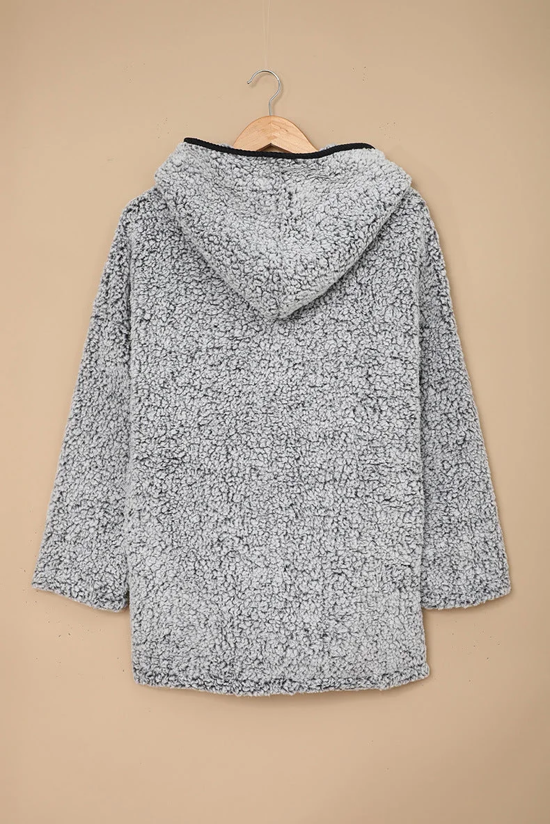 Fleece Thickened Hooded Jacket Women's Mid-length Loose Casual Jacket - Image 25