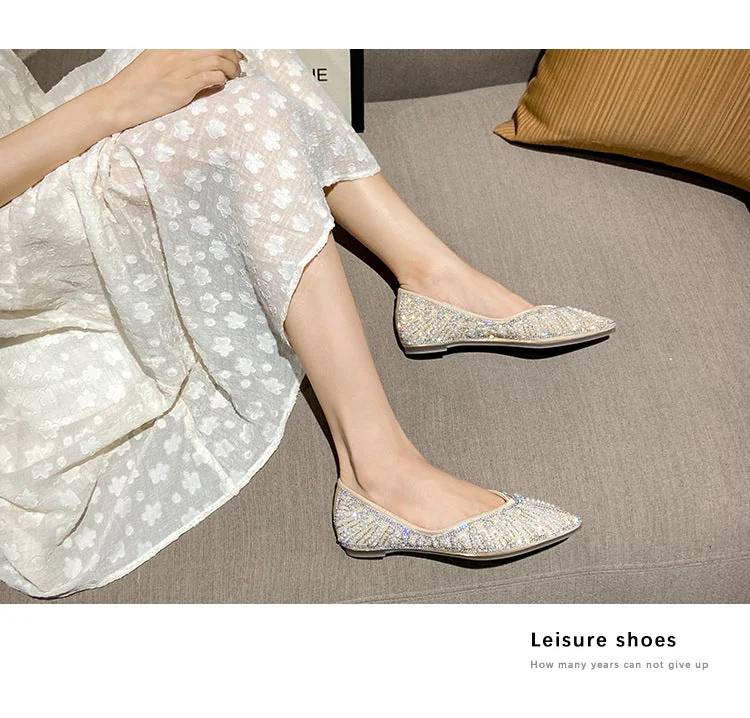 Summer Soft Bottom Pointed Toe Flat Shoes With Pearl Rhinestone Accents - Image 15