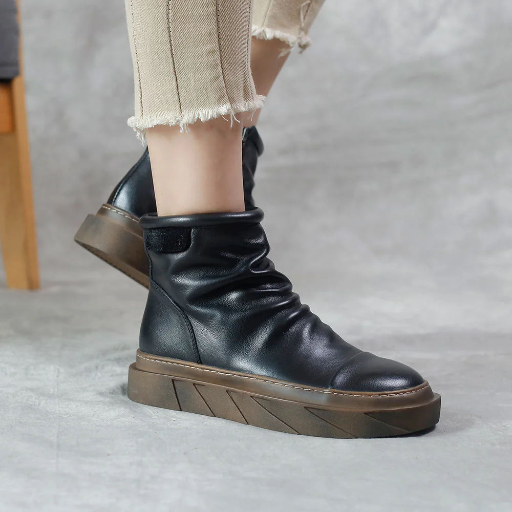 Women's Leather Martin Boots Cowhide Ankle Shoe Soft Leather Soft Sole - Image 5