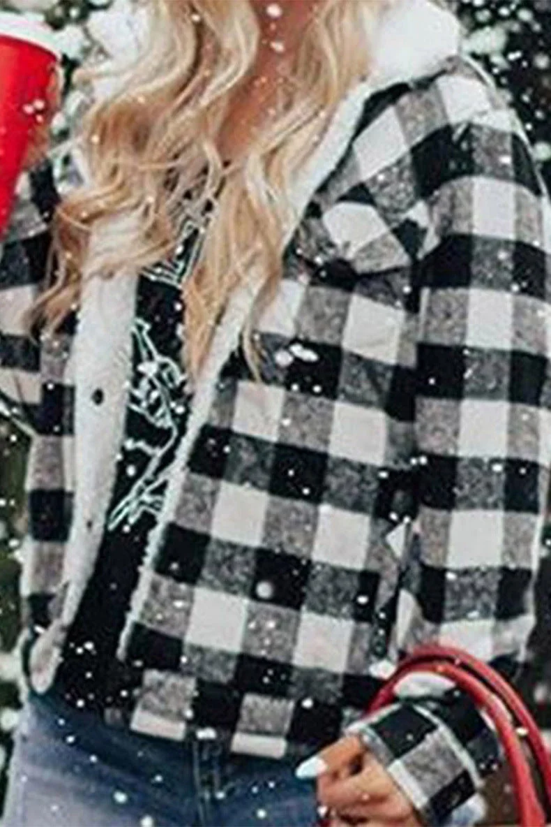 Winter Plus Velvet Thick Plaid Jacket Women's Cardigan Long-sleeved Coat - Image 12