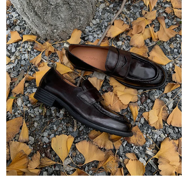 Women's New Vintage Leather British Style Handmade Loafers - Image 12