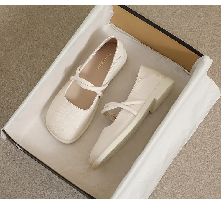 New Women's Square Toe Soft Sole Shoe - Shallow Mouth Flat Large Size - Image 21