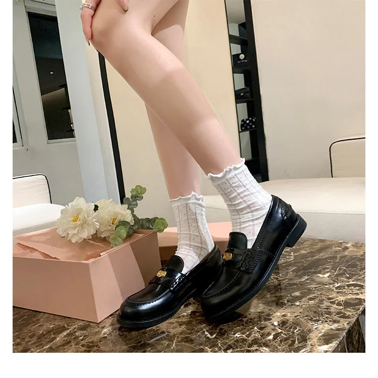 Retro Single Shoes Thick Heel Thick Sole British Style Loafers for Women - Image 30