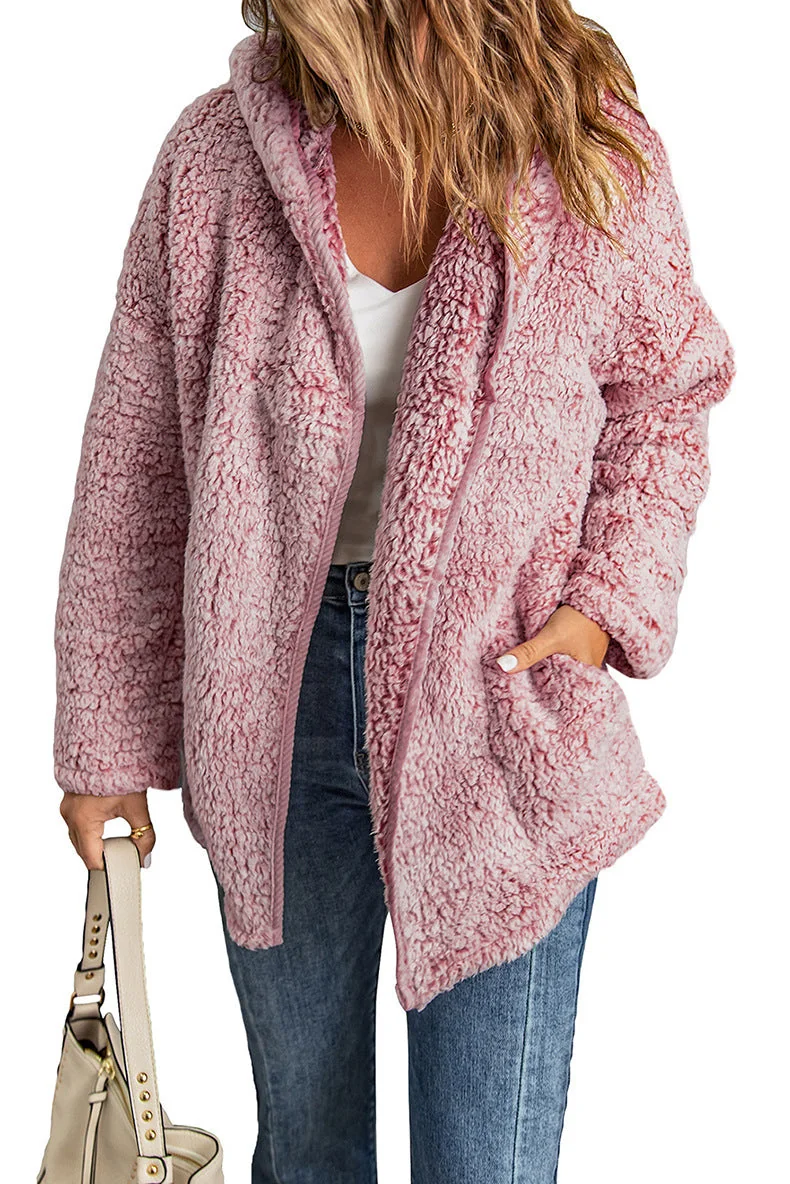 Fleece Thickened Hooded Jacket Women's Mid-length Loose Casual Jacket - Image 6
