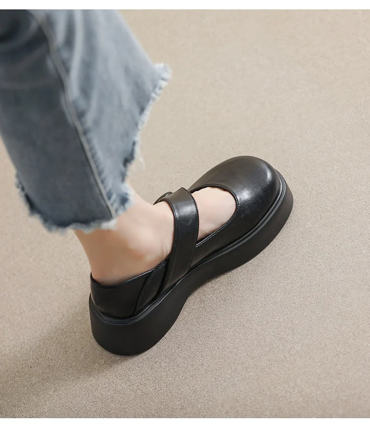 Round Toe Mary Jane Shoes with Thick Soles - British Style Plus Size Women's Shoes - Image 14