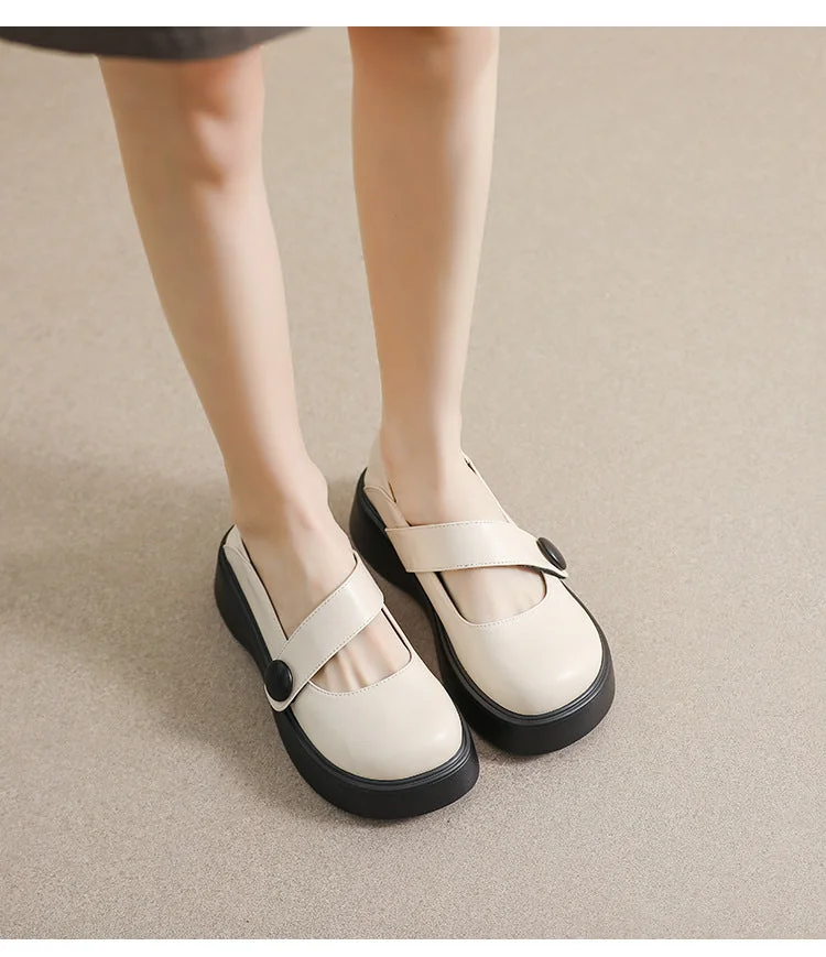 Round Toe Mary Jane Shoes with Thick Soles - British Style Plus Size Women's Shoes - Image 9