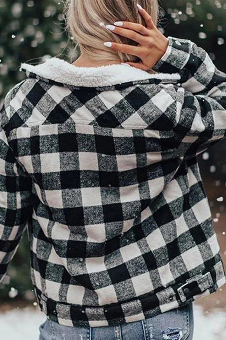 Winter Plus Velvet Thick Plaid Jacket Women's Cardigan Long-sleeved Coat - Image 13