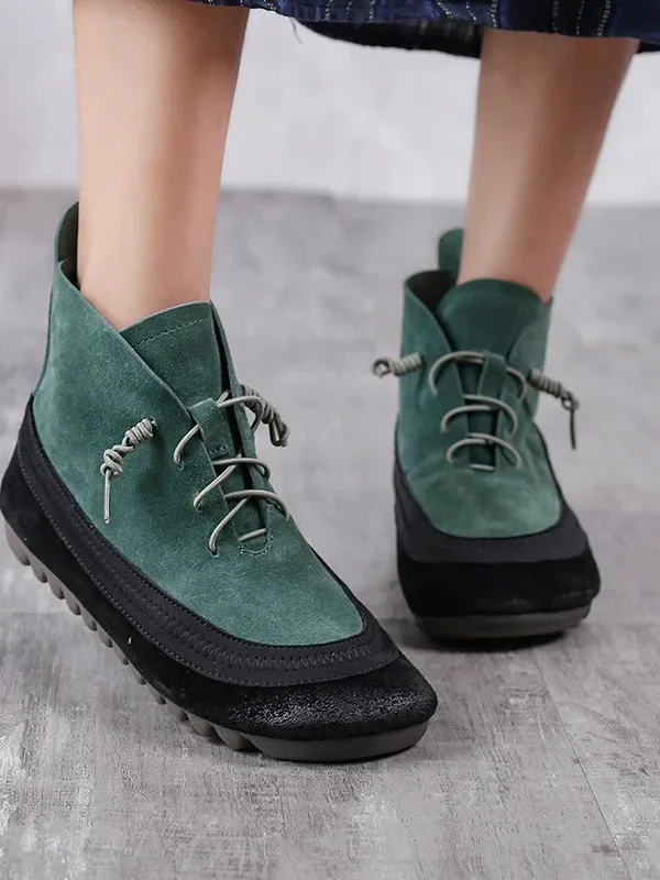 Stretch Leather Women's Boots Literary Fashion Retro Martin Boots