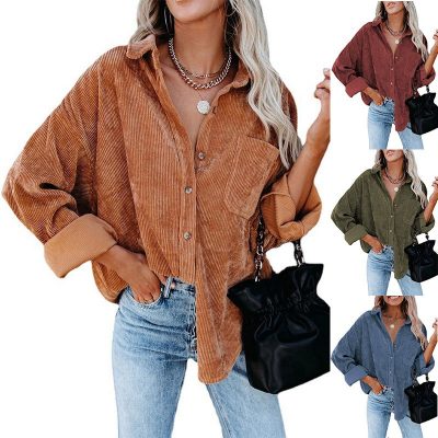 Autumn Winter Women's Loose Casual Corduroy Shirt