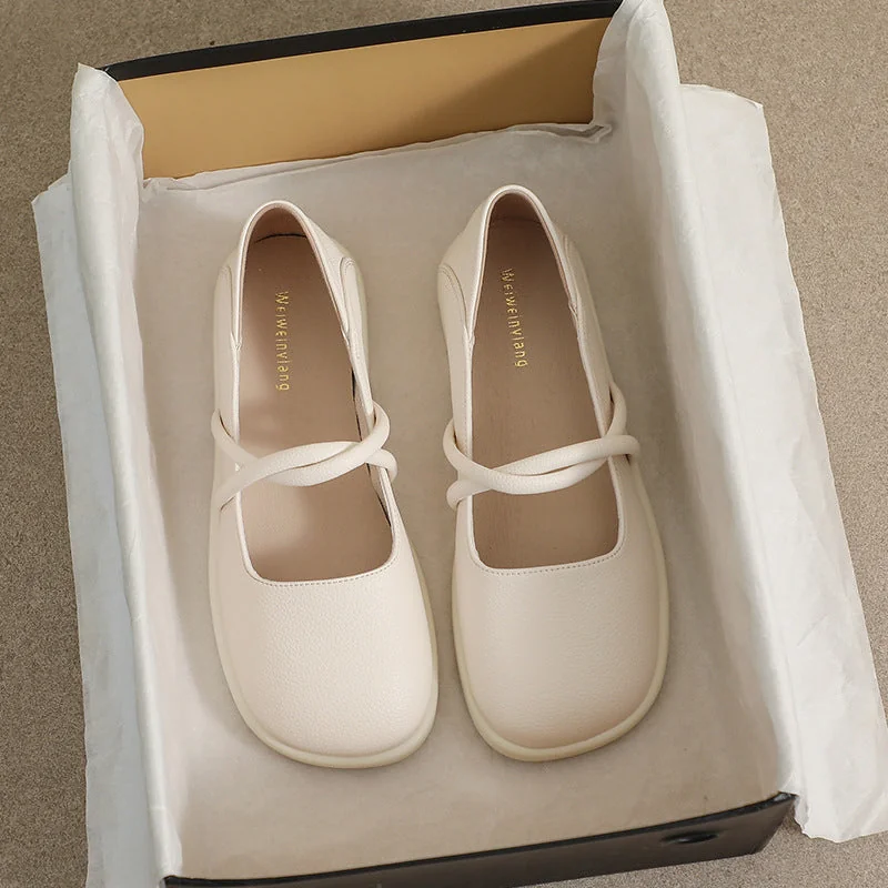 New Women's Square Toe Soft Sole Shoe - Shallow Mouth Flat Large Size - Image 2