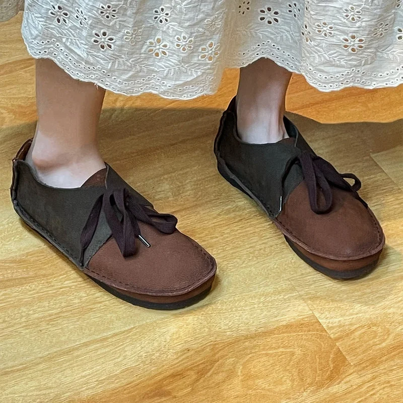 Women's Leather Loafers Vintage Flat Shoes - Image 4