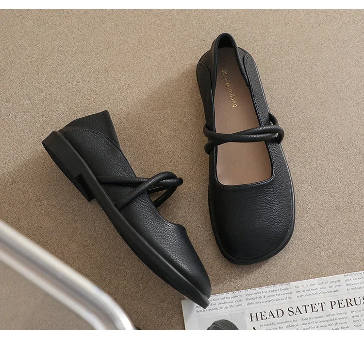 New Women's Square Toe Soft Sole Shoe - Shallow Mouth Flat Large Size - Image 29
