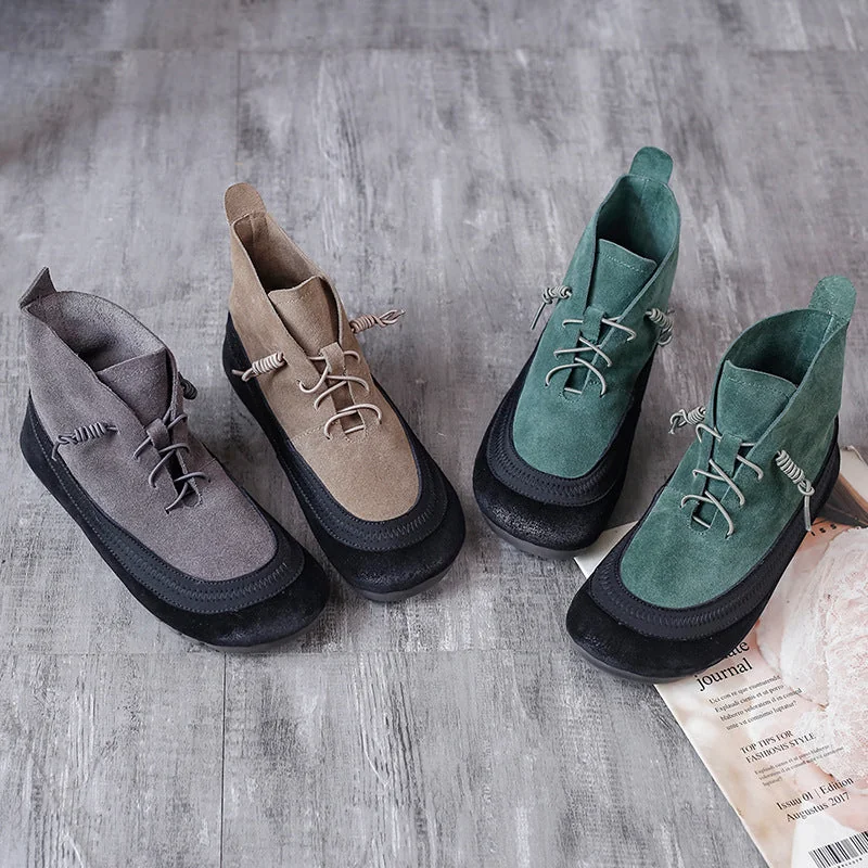 Stretch Leather Women's Boots Literary Fashion Retro Martin Boots - Image 3