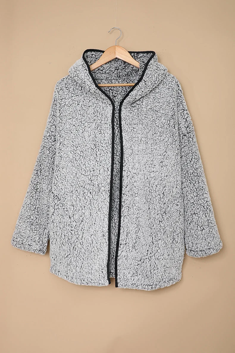 Fleece Thickened Hooded Jacket Women's Mid-length Loose Casual Jacket - Image 24