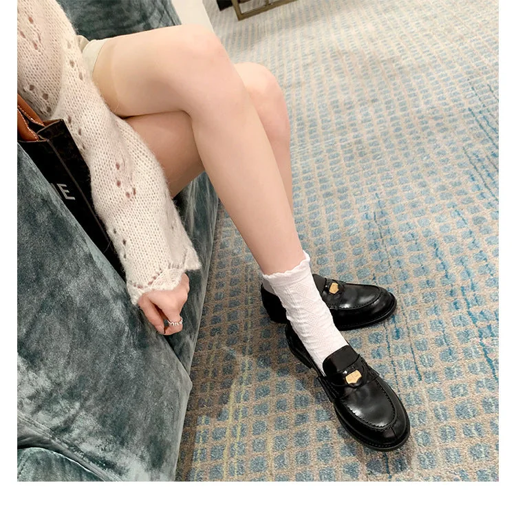 Retro Single Shoes Thick Heel Thick Sole British Style Loafers for Women - Image 22