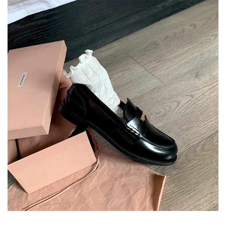 Retro Single Shoes Thick Heel Thick Sole British Style Loafers for Women - Image 9